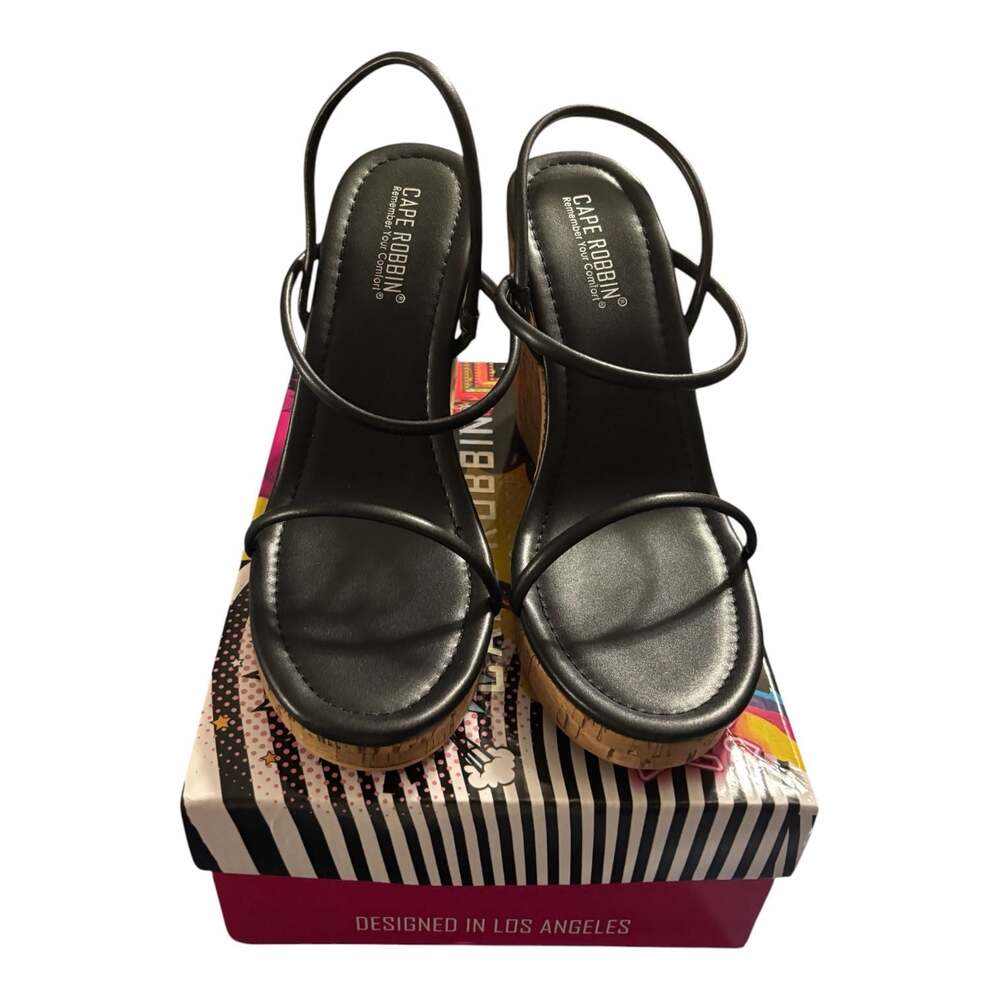 Cape Robbin Ando Women's Cork Wedge Sandals in Black